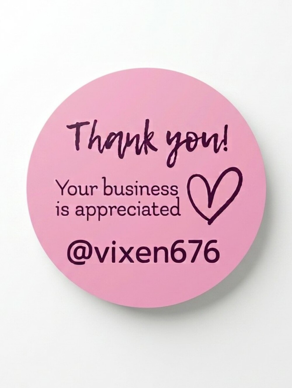 50 Pink Thank You Stickers 2" Large Round Circle Packaging Labels Business